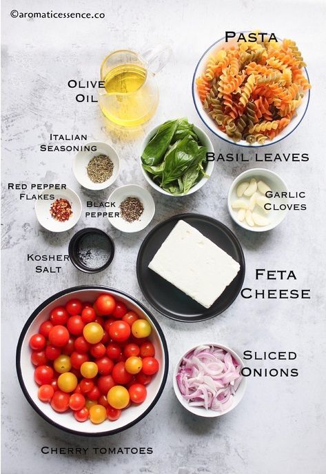 Pasta Feta Salad, Viral Feta Pasta Recipe, Baked Feta Recipes, Viral Feta Pasta, Tomato Feta Pasta Bake, Tiktok Pasta Feta, Feta Pasta Recipes, Feta Pasta Bake, Tomato And Feta Pasta