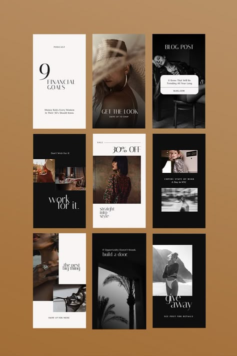 Signature Muse Archive - Social Media & Digital Templates | Instagram Templates Story by Lucostora Media This Or That Business Edition, Mens Fashion Ads Ad Campaigns, Social Story Design, Modern Marketing Design, High End Brand Aesthetic, Business Ig Post Design, Canva Ig Template, Luxury Instagram Story Design, Social Media Luxury Design