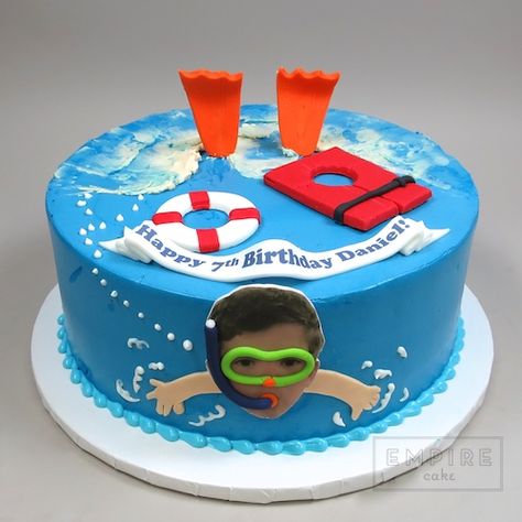 Customized Swimmer Swim Cakes Swimmers Birthday, Swimming Cake Birthdays, Swimmer Cake Ideas, Swimming Cake Ideas, Pool Cake For Kids, Pool Party Cake Ideas Boys, Swimming Birthday Cake, Swimmer Cake, Pool Birthday Cakes