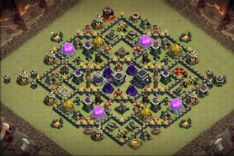 Best TH9 Base for Clan War - Anti 3 Star | Clash of Clans Th 9 Base Clash Of Clans, Clash Of Clans Base Th9, Th9 Base Layout, Town Hall 9 Base, Clash Of Clans Base, Home Village, Clash Of Clans, Town Hall, Minecraft