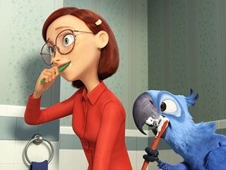 Blu the parrot just wants a shiny smile too. #dentistry Blue Sky Movie, Rio 2011, Rio Movie, Jesse Eisenberg, Disney Finding Dory, Blue Sky Studios, Leslie Mann, Captain America Wallpaper, Rio 2