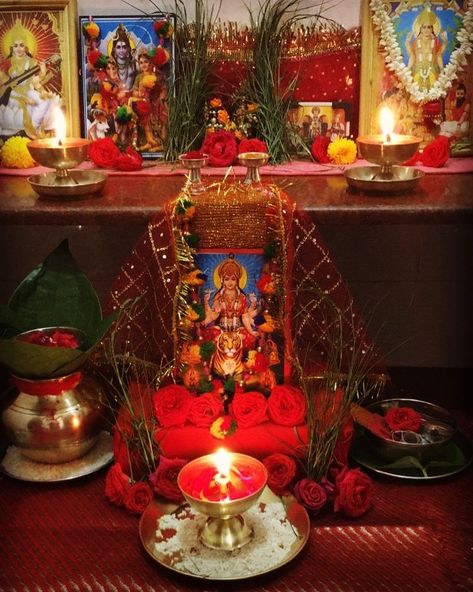 shrutianand on Instagram: “Happy Navratri” Mandir Decor, Puja Decoration, Moon And Star Quotes, Durga Photo, Happy Chhath Puja, Mandir Decoration, Kali Maa, Diwali Photography, Pooja Decoration