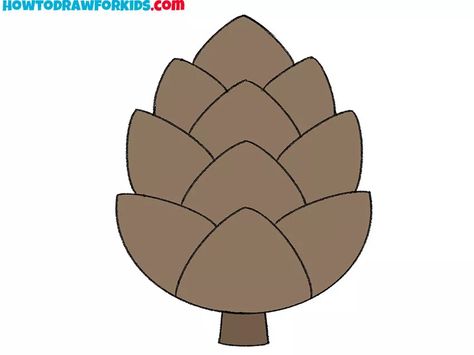 Pine Cone Drawing Simple, Pine Cone Drawing, Cone Drawing, Plant Drawing, Guided Drawing, Pine Cone, School Projects, Pine Cones, Easy Drawings