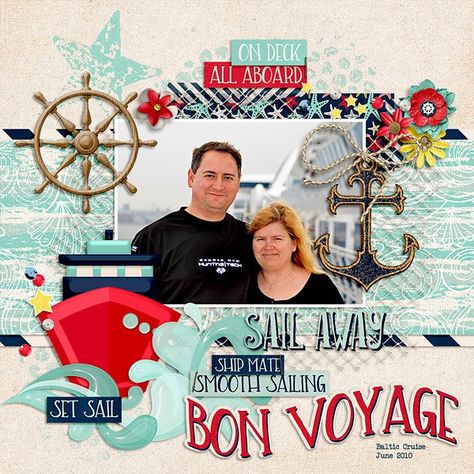 Cruise Scrapbook Pages, Beach Scrapbook Layouts, Scrapbooking Layouts Travel, Cruise Scrapbook, Travel Scrapbook Pages, Scrapbook Design Layout, Beautiful Scrapbook Layouts, Travel Journal Scrapbook, Vacation Scrapbook