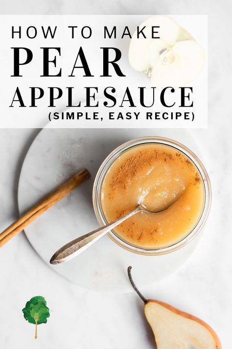 In the fall, you'll find fresh pears and apples in abundance at local farmer's markets. Pears lend an uplifting, floral sweetness to applesauce. Together, apples and pears, blend beautifully to make a wholesome, easy dessert that needs no additional sweetener. Apple Pear Sauce, Pear Applesauce, Fall Menus, Fruit Fluff, 21 Day Fix Breakfast, Pear Sauce, Applesauce Recipe, Paleo Recipies, Fall Menu