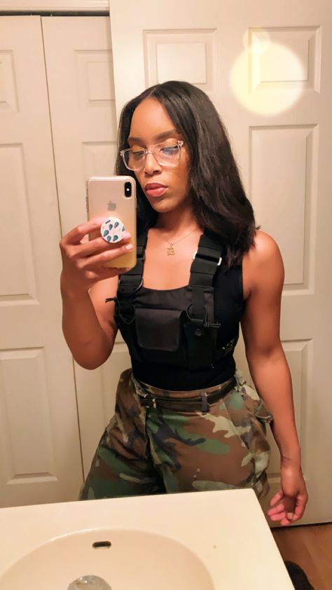 Last Minute Costume!  Halloween Costume for Women  Camo | Become G.I Jane in Minutes. #diy #diycostume  Amazon Vest  Doc Martens  Urban Outfitters Top Thrift Camo Pants  #dresses  #fashion #halloween #halloweenparty #october #camo #camouflage #naturalhairstyles #fitness #fitnessmotivation Camo Pants Halloween Costume, Halloween Constumes, G I Jane, Halloween Costume For Women, Gi Jane, Army Costume, Last Minute Costume, Diy Costumes Women, Fashion Halloween