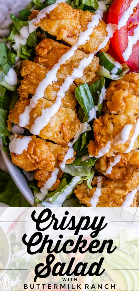 Crispy Chicken Salad Recipe, Unique Salads, Crispy Chicken Salad, Fried Chicken Salads, Crispy Chicken Salads, Chef Salad Recipes, Buttermilk Dressing, The Food Charlatan, Chicken Crispy