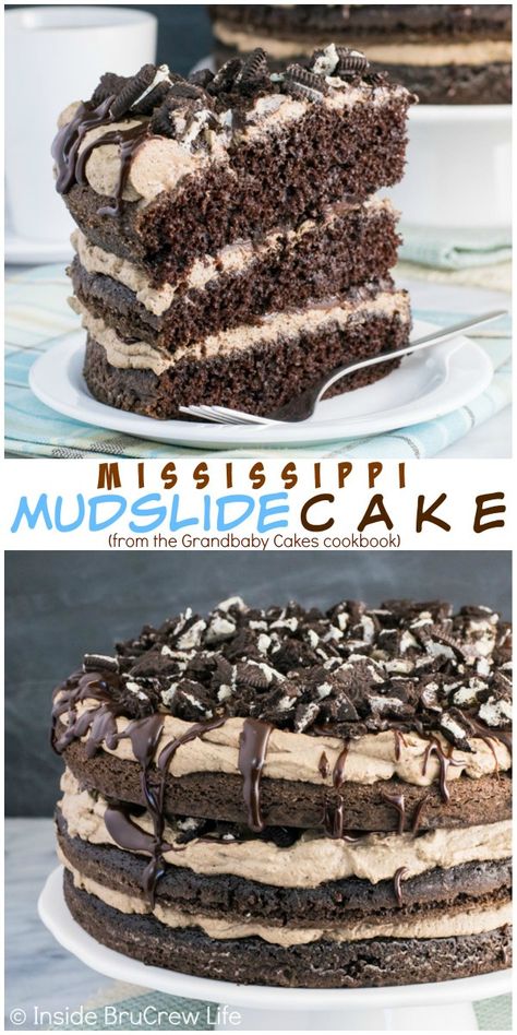 Mississippi Mudslide Cake Mississippi Mudslide Cake, Mudslide Cake Recipe, Easy Layered Cake, Mudslide Cake, Mississippi Mud Cake, Mississippi Mud, Mud Cake, Coffee Cream, Cake Chocolate