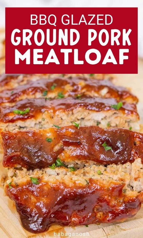 Ground pork meatloaf with glaze. Pork Loaf Recipes, Beef Pork Recipes, Pork Meatloaf Recipes Easy, Gr Pork Recipes, Crockpot Meals With Ground Sausage, Ground Country Pork Recipes, Ground Pork Ideas For Dinner, Grind Pork Recipes, Simple Ground Pork Recipes