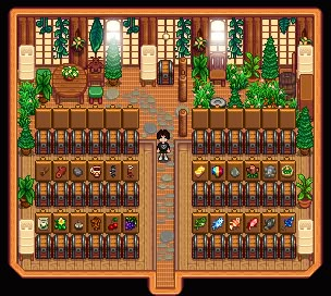 Sdv Storage Shed, Stardew Valley Shed Storage, Stardew Valley Witch House, Stardew Wine Cellar, Stardew Valley Cabin Layout, Storage Stardew Valley, Storage Room Stardew Valley, Stardew Chest Room, Storage Shed Stardew Valley