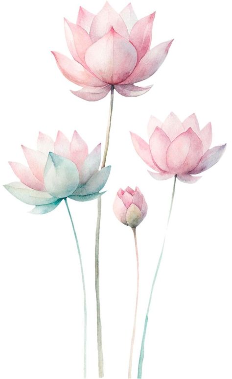 Premium PSD | Water lilies are arranged in a drawing Watercolor Water Lily, Water Lily Drawing, Watercolor Lilies, Watercolour Water, Lilies Drawing, Wallpaper Crafts, Colour Flowers, Watercolor Birthday Cards, Deco Wallpaper