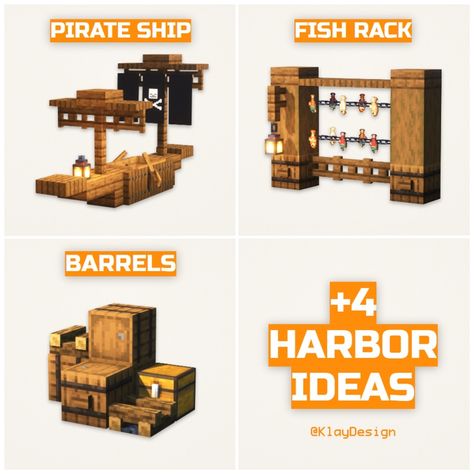 4 PORT IDEAS 🛟 Hello there! Here’s four ideas for a medieval minecraft harbor! Watch out from pirates!!🏴‍☠️ Which one is your favorite? Let me know! 💬 Wishing you a wonderful day! ——————————————— ⁃ 🪴 Follow @klay.design_mc for more! ⁃ 💬 Lemme know your thoughts! ⁃ 🙌 Complementary Shaders ⁃ 🍳 Repost with credits only! ——————————————— #minecraft #minecraftbuild #minecrafters #minecraftideas #minecraftdesign #minecraftinterior #minecraftspruce #minecrafthouse #minecraftbuildings #minecraftmediev... Minecraft Pirate Cove Ideas, Ship Dock Minecraft, Villager Trading Hall Interior, Boat Dock Ideas Minecraft, Small Pirate Ship Minecraft, Earthy Minecraft Builds, Minecraft Suspended House, Minecraft Medieval Dock Ideas, Underwater Home Minecraft