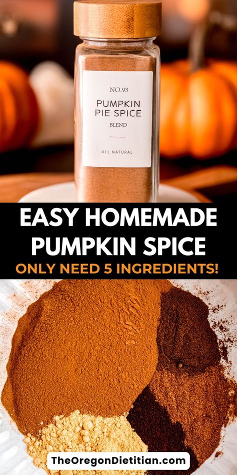 Create your own homemade pumpkin pie spice mix from scratch in just minutes! Using simple pantry spices like cinnamon, ginger, and nutmeg to create a warm, fragrant blend that’s perfect for adding that warm, cozy flavor to all your fall baking, lattes, and desserts. Skip the store-bought blends and create a fresh, aromatic spice mix using just a few simple ingredients. Save this pin to have your own homemade pumpkin pie spice on hand all season long! #PumpkinPieSpiceMix #FallRecipes Make Pumpkin Spice Seasoning, How To Make Pumpkin Pie Spice Homemade, Make Your Own Pumpkin Pie Spice, How To Make Pumpkin Spice Seasoning, Diy Pumpkin Spice Seasoning, Pumpkin Pie Spice Blend, Pumpkin Pie Seasoning Recipe, Pumpkin Spice Ingredients, What Is In Pumpkin Pie Spice