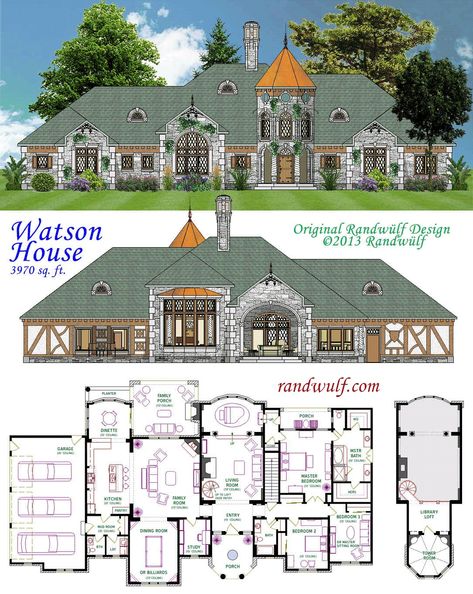 Watson House Floor Plan English Manor Style, Manor House Plans, Manor Floor Plan, Mansion Plans, Country Farmhouse Plans, Castle Floor Plan, Country Manor House, English Manor Houses, Country Manor