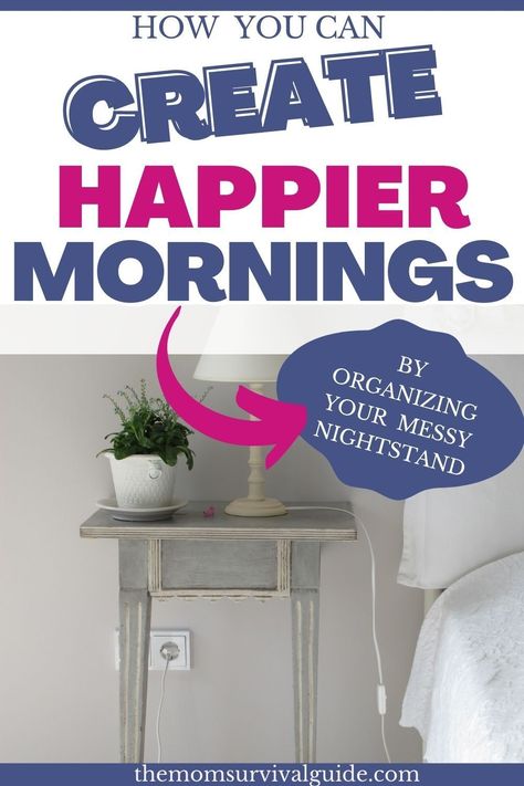 The best way to create a calm and peaceful place to sleep is by decluttering and organizing your nightstand. When there are less things to distract you, you will have less stress in the morning and at night. Find out how to get your nightstand organized with these organizing tips. They will help you create more of a sanctuary in your bedroom. #clearclutter #messyhouse #declutterbedroom #organizedbedroom Organization Life, Decluttering And Organizing, Declutter Bedroom, Nightstand Organization, Messy House, Schedule Organization, Paper Clutter, Daily Organization, Peaceful Place