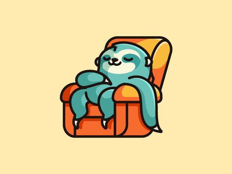 Lazy Logo Design, Lazy Illustration, Sloth Logo, Alfrey Davilla, Lazy Art, Sloth Sleeping, Pet Logo, Sloth Art, Outline Illustration