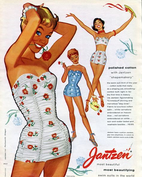 Jantzen 1955 Jantzen Swimwear, Vintage Bathing Suit Patterns, Vintage Loungewear, I'm Just A Girl, Concept Clothing, Vintage Swimwear, Vintage Swimsuits, Vintage Pin Up, Vintage Inspired Dresses