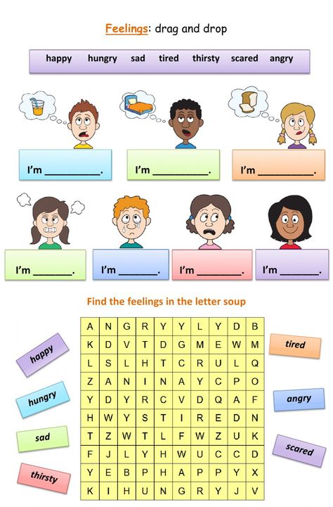 Worksheets About Feelings, English Worksheets For Beginners, Feeling Worksheet For Kindergarten, Feelings Worksheet Kindergarten, Am Is Are Worksheets For Kids, Emotion Worksheets For Kids, Feelings Worksheet Preschool, I Feel Worksheet, Emotional Worksheet