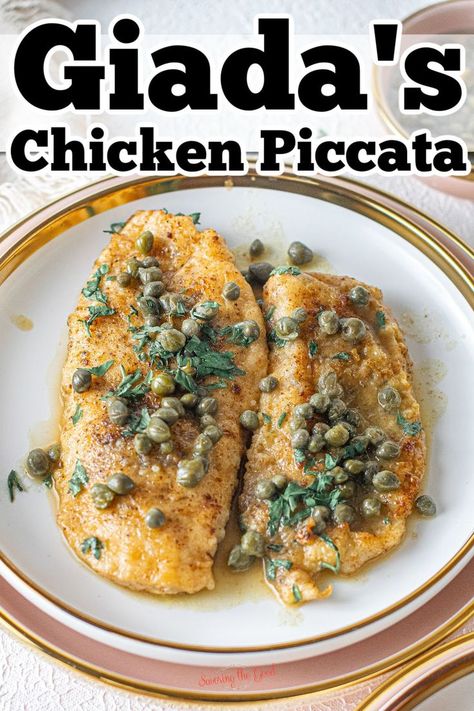 Veal Piccata Recipe Giada, Giada Chicken Piccata, Veal Piccata Recipe, Veal Chop Recipes, Chicken Breast Cutlets, Juicy Chicken Breast, Capers Recipe, Chicken Cutlet Recipes, Giada Recipes