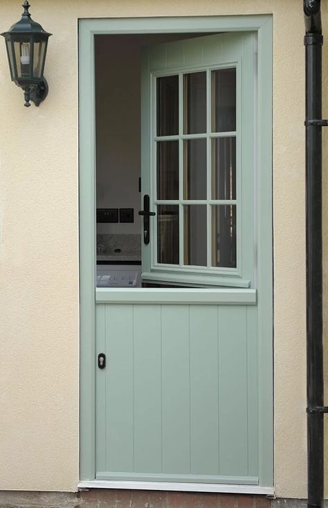 Stable Doors, Cottage Front Doors, Windows Design, Composite Doors, Beautiful Exterior, Half Doors, Green Windows, Cottage Door, Dutch House