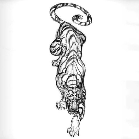 A sketch style tiger tattoo design symbolizes strength and power. Style: Sketch. Color: Gray Traditional Chicano Tattoos, Dr Tattoo, Mangas Tattoo, Sketch Style Tattoos, Tiger Tattoo Design, Kunst Tattoos, Tiger Illustration, Strength Tattoo, Inspiration Tattoos