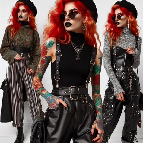 Lilith Outfit Aesthetic, Ska Outfits, Leather Top Outfit, Dark Outfits, Black Outfits, Leather Jacket Outfits, All Black Outfit, Alternative Outfits, Nagoya