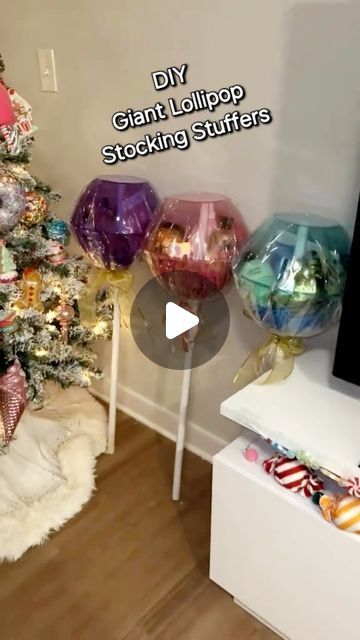 KaTrina Gorham on Instagram: "🍭 DIY Giant Lollipop Stocking Stuffers  🎥 @waverlyvienna8 #diy #explorepage #diyprojects #trending #candyland #mrsgdiydesigns #giftideas #christmasdecor #giantcandy #lollipops #dollartreehacks #giantlollipop #dollartreediy #artsandcrafts #diycrafts #diygifts #hacks #dollartreecommunity #giftbaskets #diyideas #dollartree #dollartreediys" Lollipops Diy, Giant Lollipop, Birthday Tree, Candy Props, Giant Lollipops, Lollipop Tree, Dollar Tree Hacks, Giant Candy, Instagram Diy