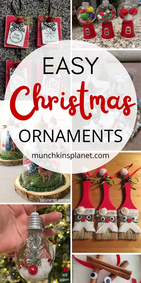 Easy Christmas ornaments to make Primitive Christmas Ornaments To Make Easy Diy, Homemade Christian Ornaments, How To Decorate Wooden Ornaments, Wood Slice Ornament Ideas Diy Crafts, Painted Christmas Ornaments Diy, Rustic Christmas Ornaments Diy, Dollar Tree Christmas Ornaments Diy, Wood Bead Ornaments Diy, Handmade Christmas Ornaments For Kids