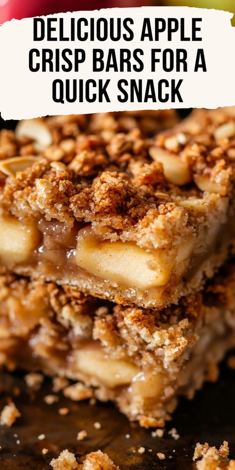 Indulge in the delightful flavors of homemade Apple Crisp Bars! Perfect for a quick snack or a sweet treat, these bars combine tender apples with a crunchy oat topping. They're easy to make and ideal for sharing with family and friends. Enjoy them warm with a scoop of ice cream or as a delicious addition to your lunchbox. Discover the simple recipe that will become a favorite in your kitchen. Elevate your snack game with these irresistible Apple Crisp Bars! Apple Crisp Bars, Delicious Apple Crisp, Homemade Apple Crisp, Crisp Recipes, Scoop Of Ice Cream, Game Snacks, Apple Crisp Recipes, Quick Snack, Homemade Apple