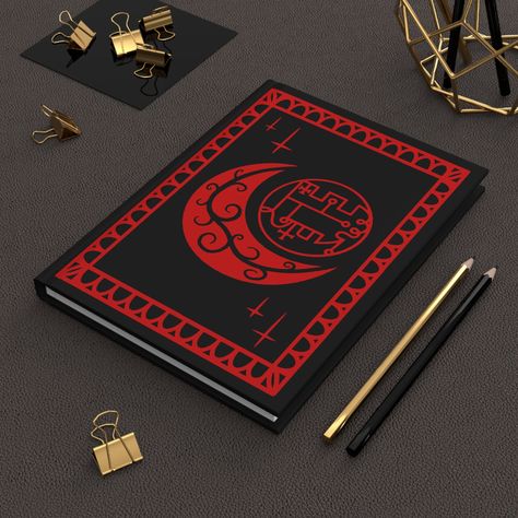 Stolas' Grimoire - Red & Black Revamp - Hardcover Journal Matte by FaelynMataDesigns on Etsy Stolas Grimoire, Etsy Notebook, Grimoire Book, Artsy Design, Fantasy Stuff, Cute Notebooks, Helluva Boss, Book Making, Hardcover Journals