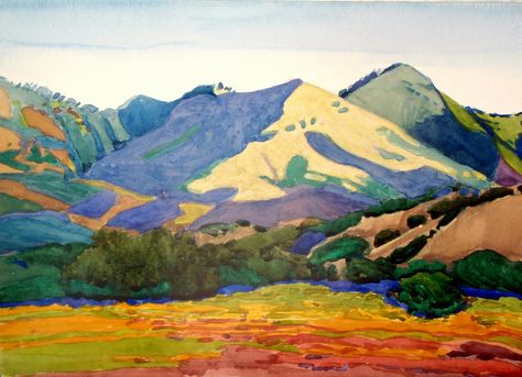 robin purcell california watercolors in the plein air tradition California Hills, Tiny Landscape, Plein Air Watercolor, Diy Landscape, Let's Make Art, Hey Mama, California Landscape, Air Painting, Desert Painting