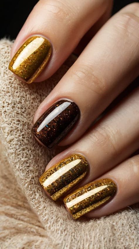 Leonardo Kino XL 3 Glittery Gold and Brown nails 3 optimized Gold And Brown Nails, Brown Nail Designs, White Tip Nails, Brown Nails Design, Brown Nail, Hair Care Tools, Nails Design Ideas, Drip Nails, Brown Polka Dots