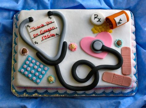 Thanks Dr. G! - This was made for my OBGYN.  It was a  "thank you"  cake that I made for her after I had surgery. Obgyn Cake Ideas, Dr Cake Ideas, Doctor Box Cake, Cake Designs For Doctors, Birthday Cake For Surgeon, Medical Cake, Thank You Cake, One Smart Cookie, Mixed Feelings Quotes