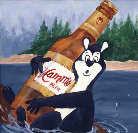 Hamm's Beer Hamms Bear, Bear Dancing, Minnesota Art, Vintage Food Posters, Beer Advertisement, Beer Commercials, Hamms Beer, Beer Bear, Beer Memorabilia