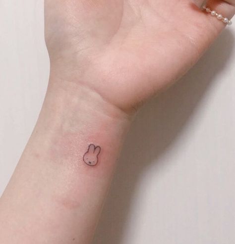 Tattoo Whimsical, Small Dainty Tattoo, Miffy Tattoo, Dainty Tattoo Ideas, Small Dainty Tattoos, Dainty Tattoo, Whimsical Tattoos, Cute Simple Tattoos, Bunny Tattoos