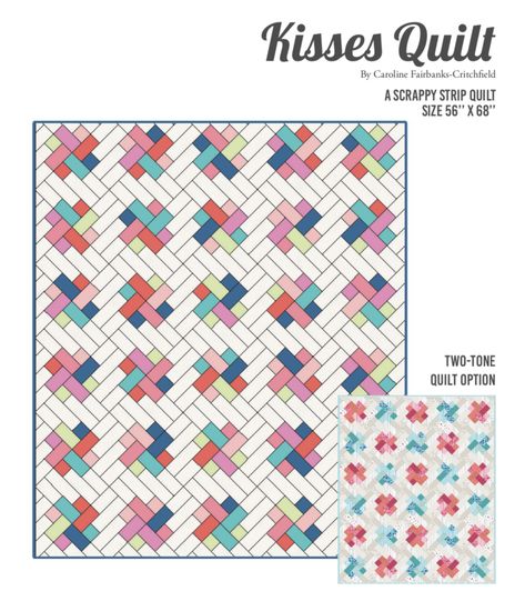 Kisses Quilt Pattern - sew a scrappy strip quilt! Kisses Quilt Pattern, Quilt Pattern Free, Strip Quilt Patterns, Jelly Roll Quilt, History Of Quilting, Jelly Roll Patterns, Strip Quilt, Jelly Roll Quilt Patterns, Geometric Quilt