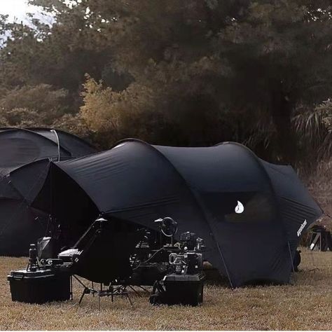 camping tent Goth Camping, Gothic Camper, Luxury Camping Tents, Black Camping, Hiking Supplies, Camping Gear Survival, Cozy Camping, Camper Trailer For Sale, Overland Gear