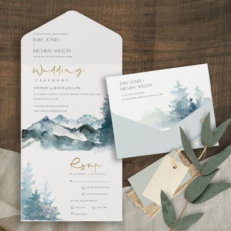 $3.90 | GREY BLUSH GREEN BLUE MOUNTAINS PINE WEDDING #mountains rustic evergreen tree forest, country jungle watercolor modern smoky, rocky tropical winter woods snowfall, classy destination wedding fall clean, fresh camping woody modern pine, summer spring outdoor elegant woodsy, woodland fall nature earthy timber, grove wild lush whimsical trendy, designer boutique invite pink chic, dusky blue aqua blush peach Wedding Mountains, Jungle Watercolor, Pine Wedding, Fall Cleaning, Fall Nature, Winter Woods, Summer Wedding Invitations, Spring Outdoor, Dusky Blue