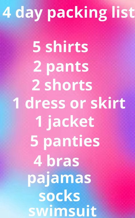 Packing List For A 4 Day Trip, Packing List For Vacation 3 Days, Packing List 4 Day Trip, 4 Days Trip Packing List, How To Pack For A 4 Day Trip, 4 Days Trip Packing Outfits, 4 Day Packing List Spring, 4 Day Road Trip Packing List, 4 Day Travel Packing List