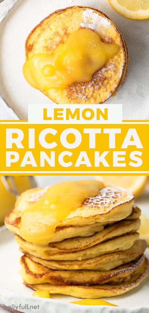 Lemon Curd Ricotta Pancakes, Lemon Curd Pancakes Recipe, Lemon Curd Pancakes, Curd Pancakes, Pancakes With Lemon Curd, Lemon Ricotta Pancakes Recipe, Gooooood Morning, Apartment Cooking, Breakfast Cakes