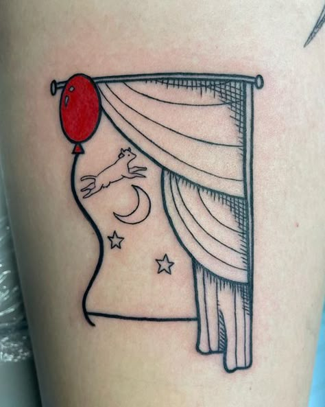 Goodnight Moon Tattoo Ideas, Good Night Moon Tattoo, Storybook Tattoo, Goodnight Moon Tattoo, Dali Tattoo, Horse Tattoo Design, Funky Tattoos, Goodnight Moon, Daisy Tattoo