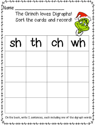 Christmas Reading Activities, Christmas Elementary, Digraphs Activities, Grinch Stuff, Santa Writing, Holiday Writing, First Grade Phonics, Christmas Teaching, Fun Christmas Activities