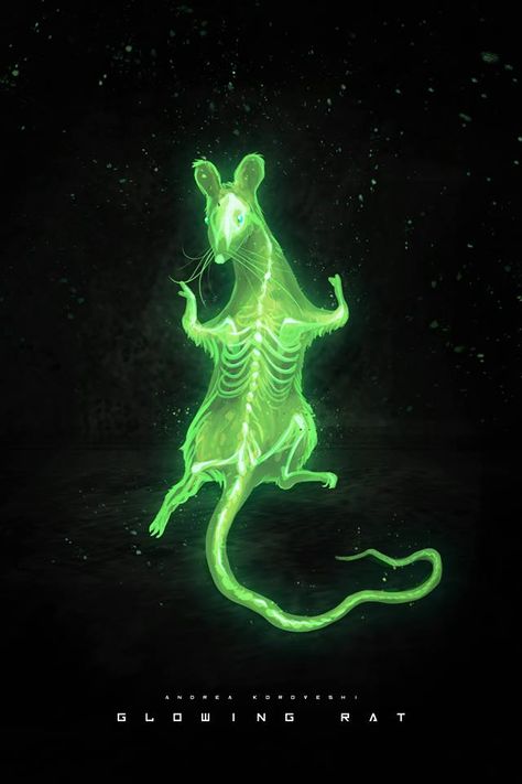 Glowing Rat by ‎Andrea Koroveshi Andrea Koroveshi, Rat Sketch, Ghost Dinosaur, Guan Yu, Traditional Media, Dnd Ideas, Wow Art, Science Fiction Art, Fantasy Inspiration