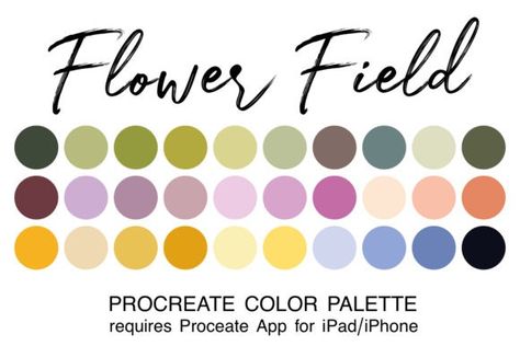 Garden Party Color Palette, Wildflower Color Palette, Party Color Palette, Procreate Palettes, Color Palette Procreate, Floral Palette, Procreate Color Palette, Creating Artwork, 2024 Color