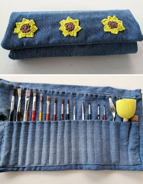 Things To Do With Old Jeans, Diy Brush Holder, Radioactive Waste, Jeans Crafts, Electronic Waste, Make A Lamp, Denim Crafts Diy, Tshirt Rug, Old Pianos