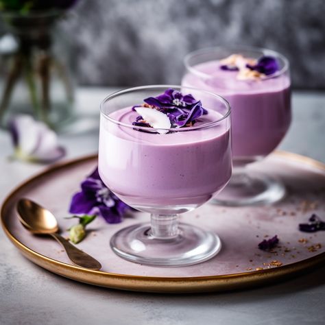 Panna Cotta Aesthetic, Panda Cotta, Ube Desserts, Filipino Dessert, Panna Cotta Recipe, Grilled Tofu, Unflavored Gelatin, Filipino Desserts, Milkshake Recipes