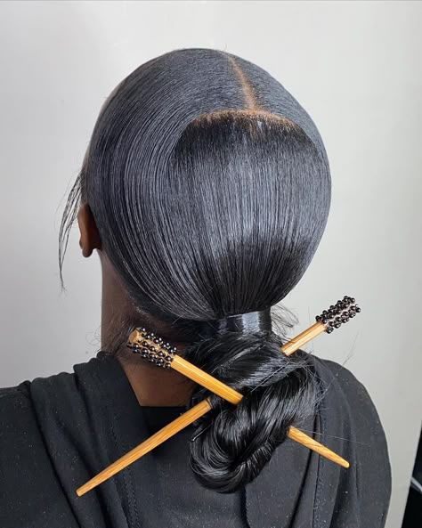 Japanese Chopstick Hairstyle, Chopstick Bun Hairstyles, Chop Sticks In Hair Hairstyles, Chop Stick Hairstyles Black Women, Hair Chopsticks Hairstyles, Bun With Chopsticks, Hair Sticks Hairstyles, Chinese Bun Hairstyle, Hair Stick Hairstyles