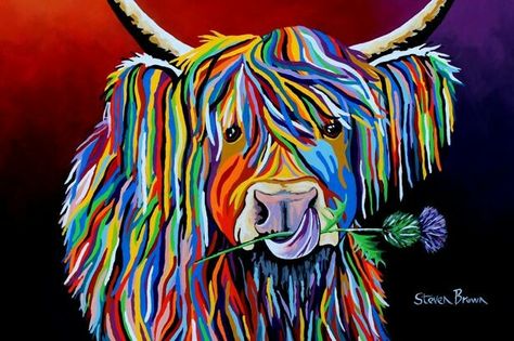 Steve Brown Art Steven Brown, Steven Brown Art, Highland Cow Art, Wooden Prints, Cow Canvas, Brown Art, Cow Art, Large Canvas Prints, Highland Cow