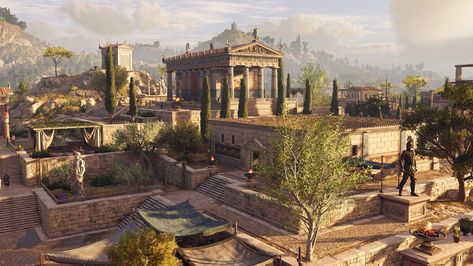 Ancient Greece City, Thebes Greece, City Fantasy Art, Greece City, Ancient Greece Aesthetic, Ancient Thebes, Acropolis Of Athens, Ancient Athens, Ancient Greek City