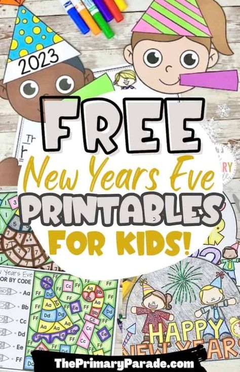 New Years Eve Activities for Preschoolers New Years Bible Lesson For Preschool, New Years Kids Crafts Activities, New Years Craft For Kindergarten, School Age New Years Activities, New Year Activity For Kindergarten, New Years Activities Preschool Free Printable, New Years Homeschool Activities, New Year's Crafts For Kids, 2024 Activities For Kids